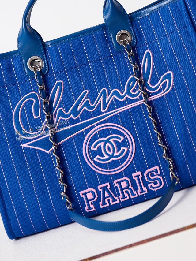 Chanel專櫃23p最新款條紋沙灘包 66941 香奈兒爆款大號手提購物袋 djc5141